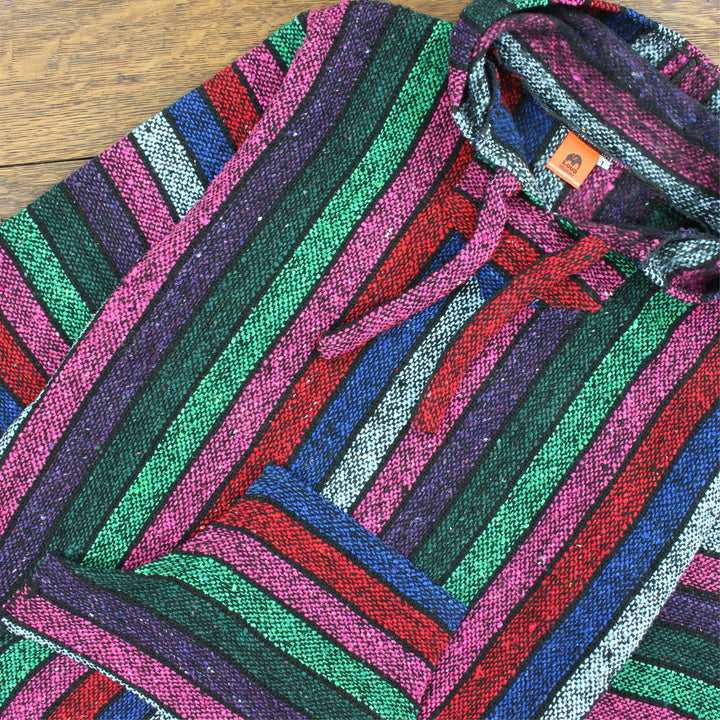 Recycled Mexican Baja Jerga Hoody - Multi Stripe
