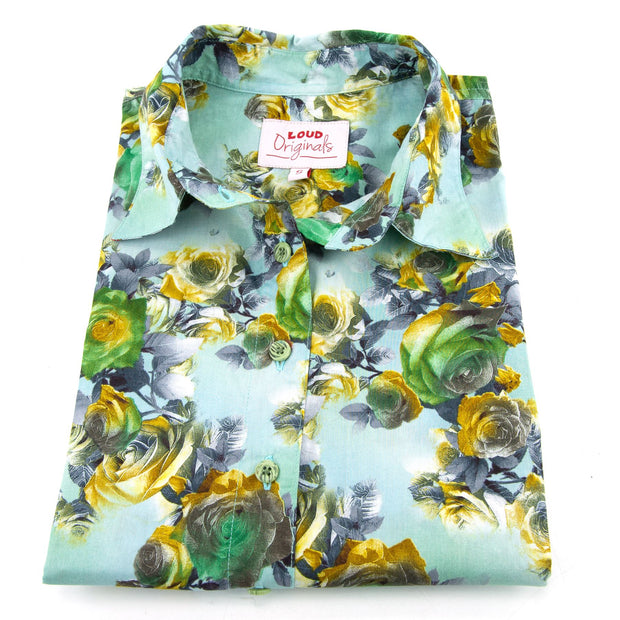Classic Women's Shirt - Azure Rose Garden