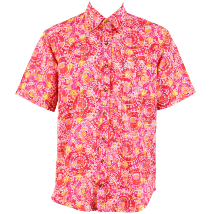 Regular Fit Short Sleeve Shirt - Red & Pink Abstract Circles