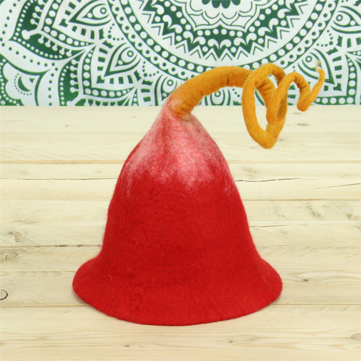 LoudElephant Handcrafted Wool Felt Hat from Nepal - Red Spiral