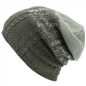 Wool Knit Baggy Slouch Beanie Hat - Brown