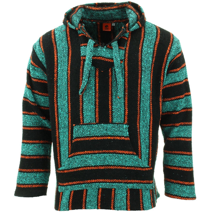 Recycled Mexican Baja Jerga Hoody - Teal Orange