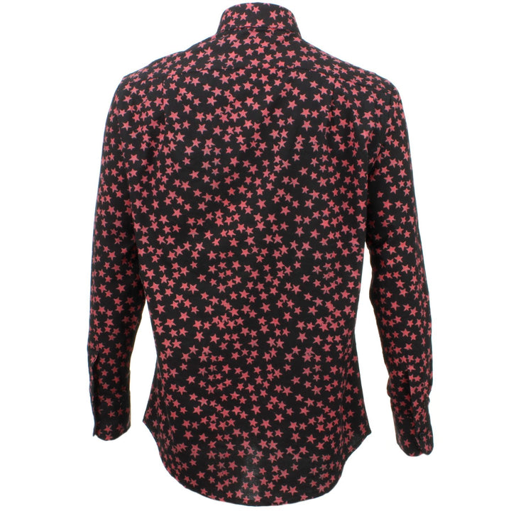 Regular Fit Long Sleeve Shirt - Black with Plum Red Stars