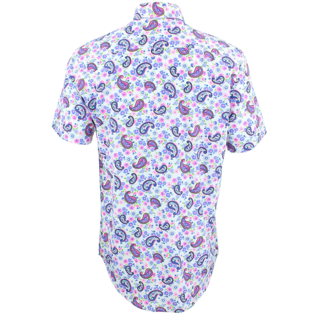 Tailored Fit Short Sleeve Shirt - Purple Paisley Floral