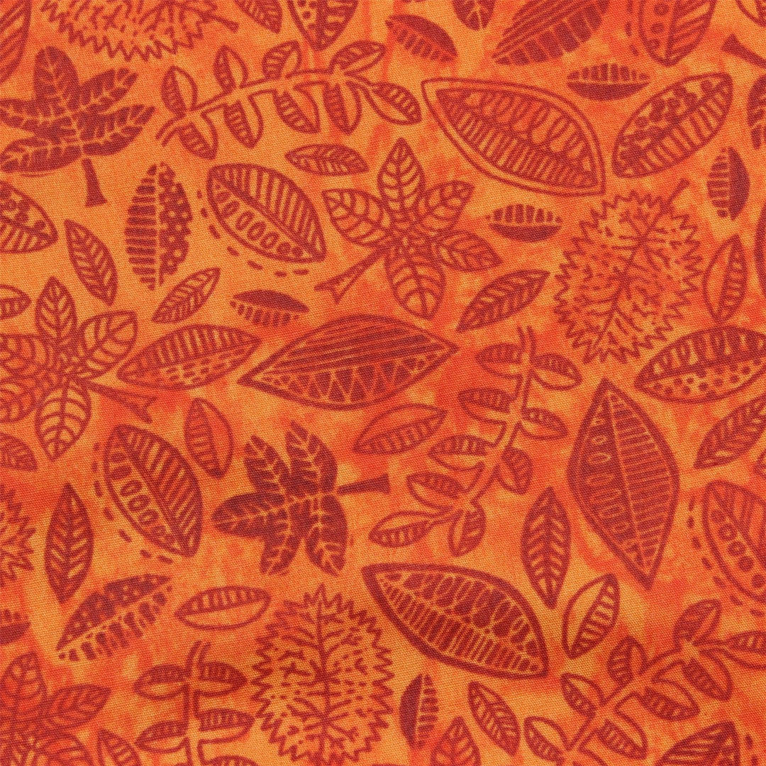 Tailored Fit Long Sleeve Shirt - Orange Geometric Leaves