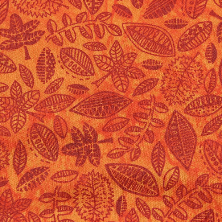 Tailored Fit Long Sleeve Shirt - Orange Geometric Leaves