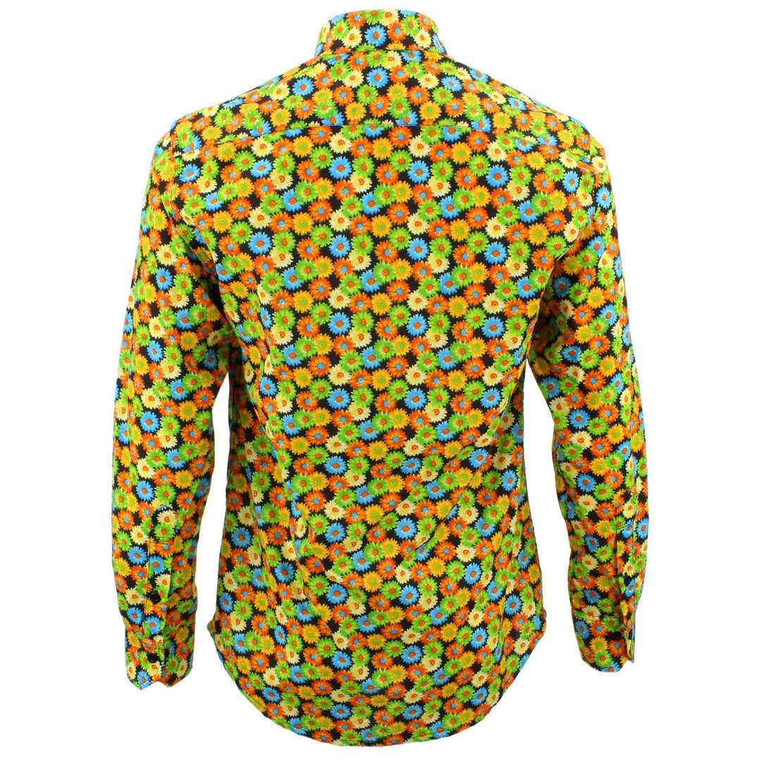 Tailored Fit Long Sleeve Shirt - Multi-coloured Floral on Black