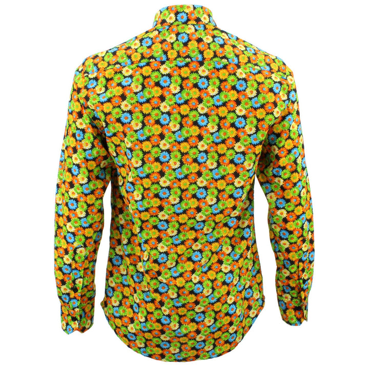 Tailored Fit Long Sleeve Shirt - Multi-coloured Floral on Black