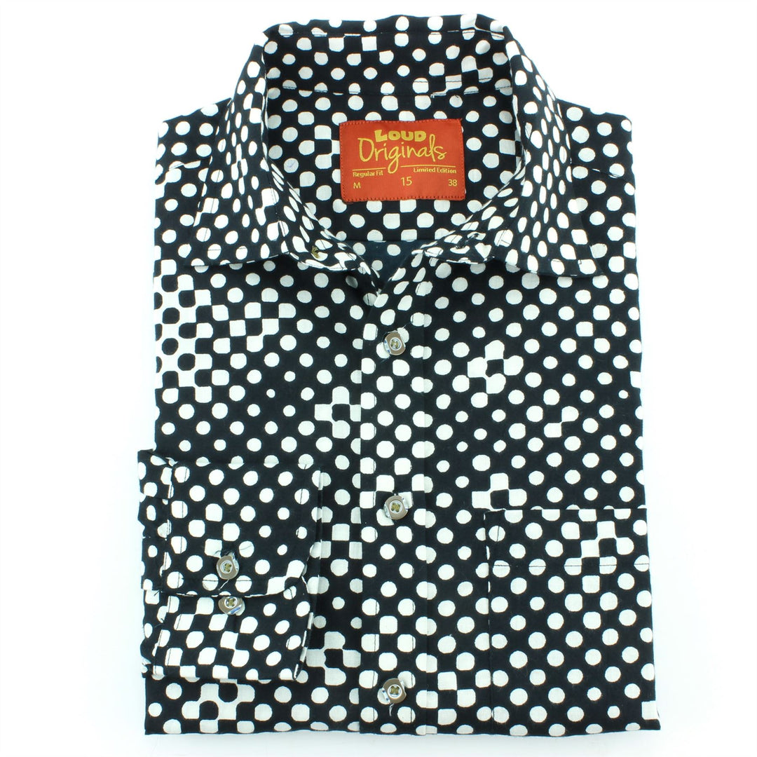 Regular Fit Long Sleeve Shirt - Black & White Shapes