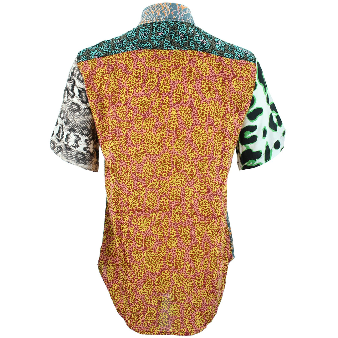 Regular Fit Short Sleeve Shirt - Random Mixed Panel - Animal Print