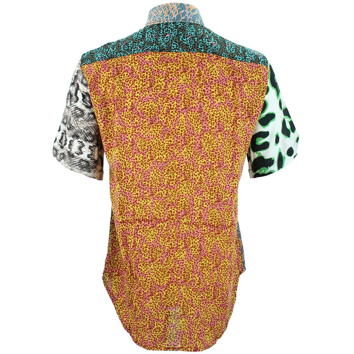 Regular Fit Short Sleeve Shirt - Random Mixed Panel - Animal Print