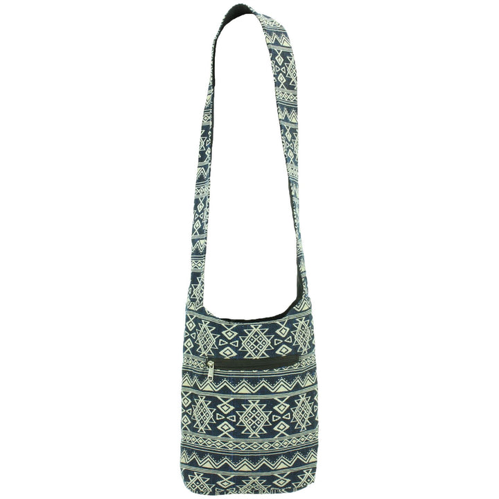Cotton Canvas Sling Shoulder Bag - Aztec Navy
