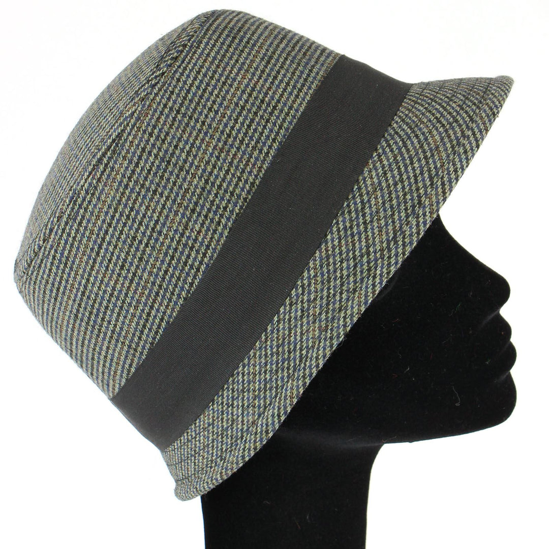 Tweed cloche hat with chunky band - Brown
