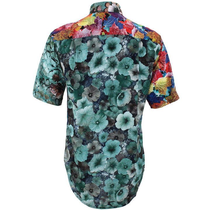 Regular Fit Short Sleeve Shirt - Random Mixed Panel - Floral