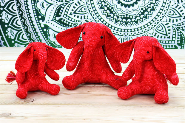 Batik Cotton Friendship Elephant - Red Dotty Spiral
