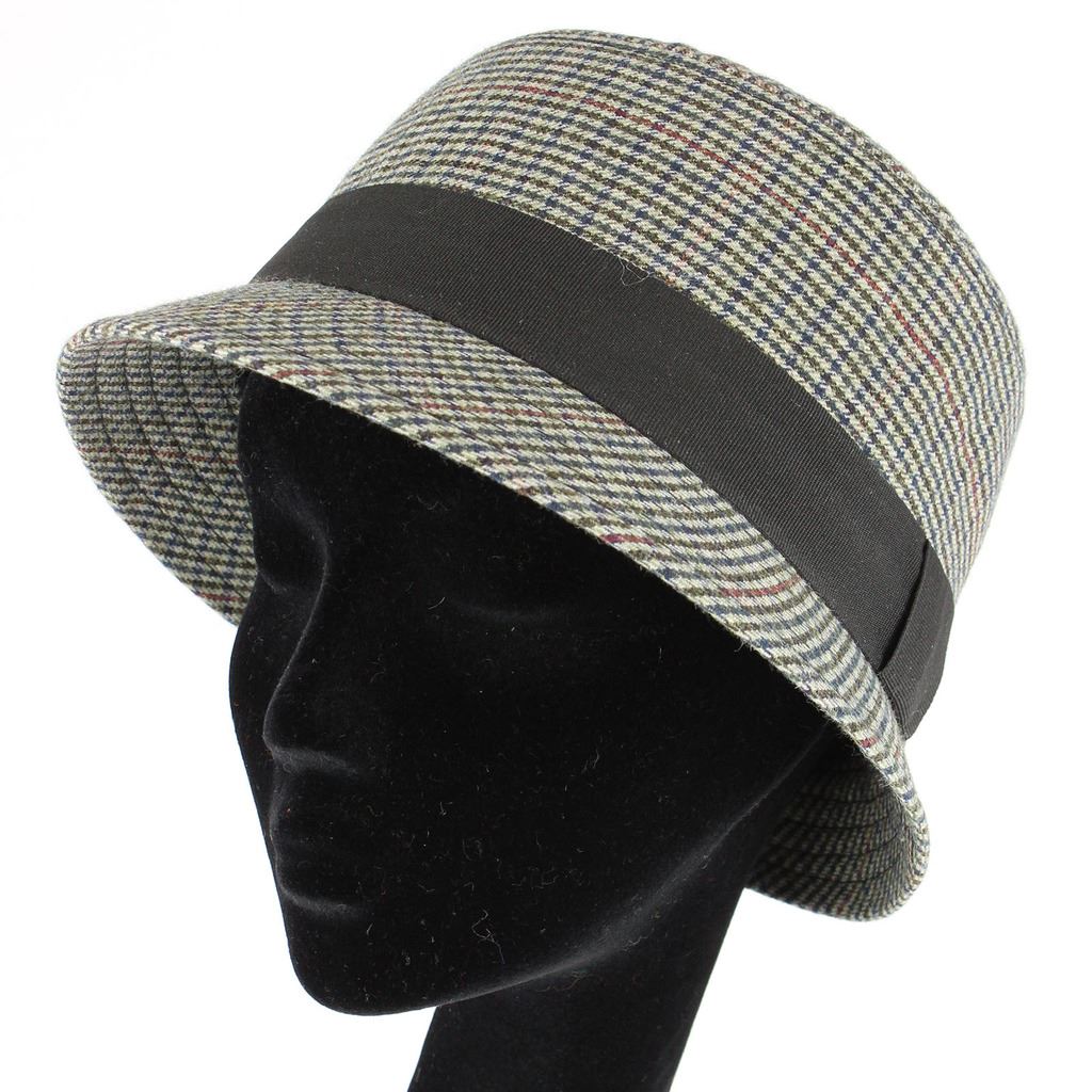 Tweed cloche hat with chunky band - Brown