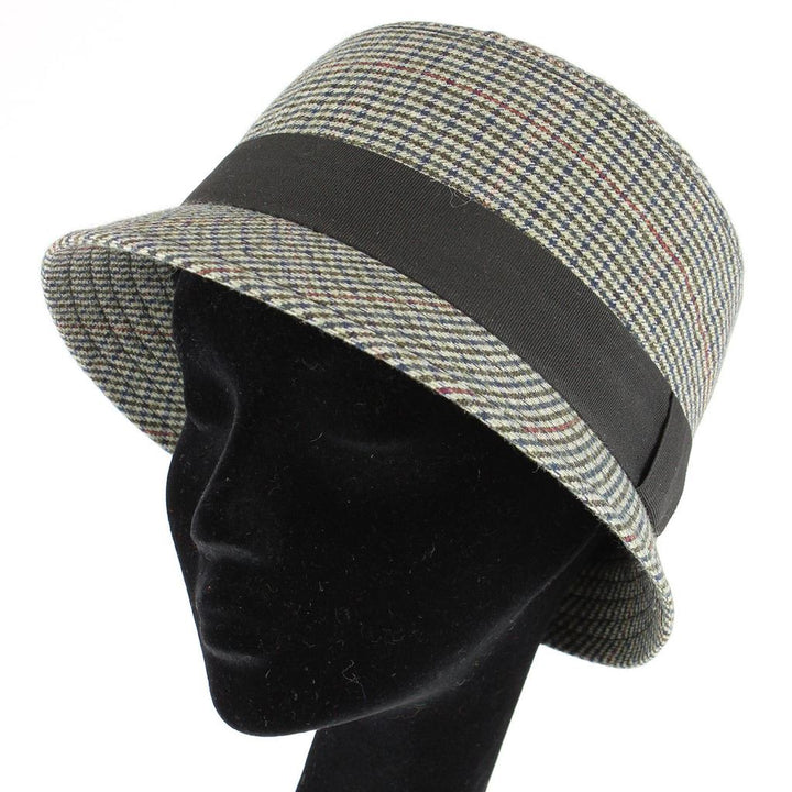 Tweed cloche hat with chunky band - Brown
