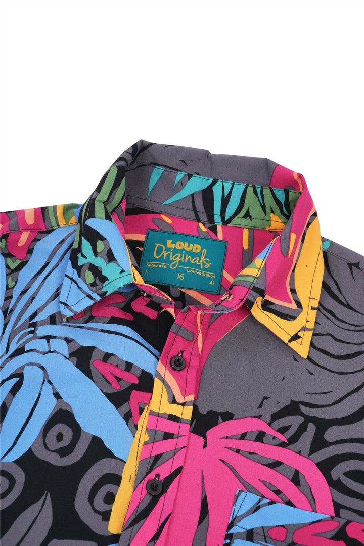 Regular Fit Long Sleeve Shirt - Infrared Jungle