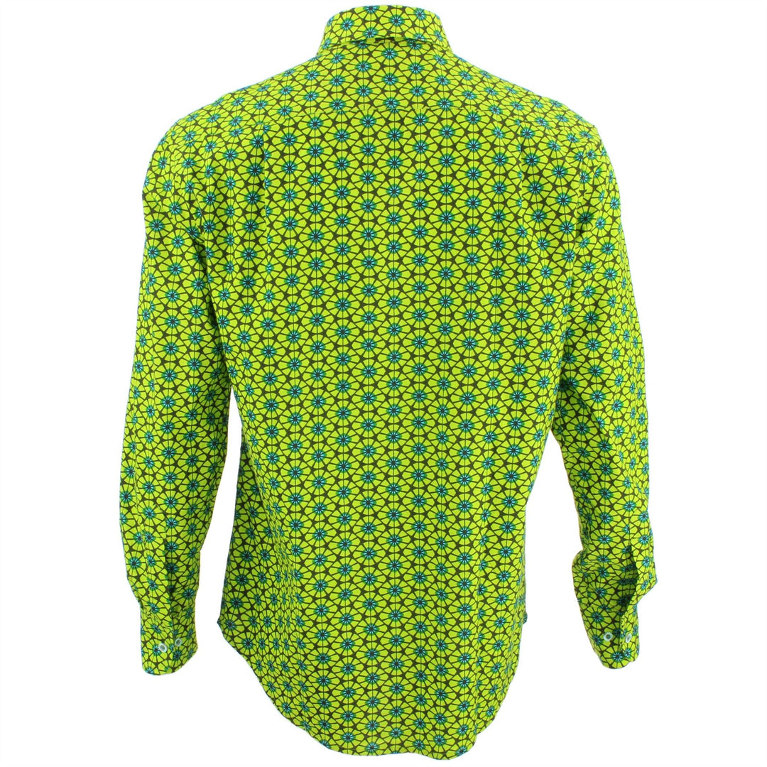 Regular Fit Long Sleeve Shirt - Green Abstract Segments