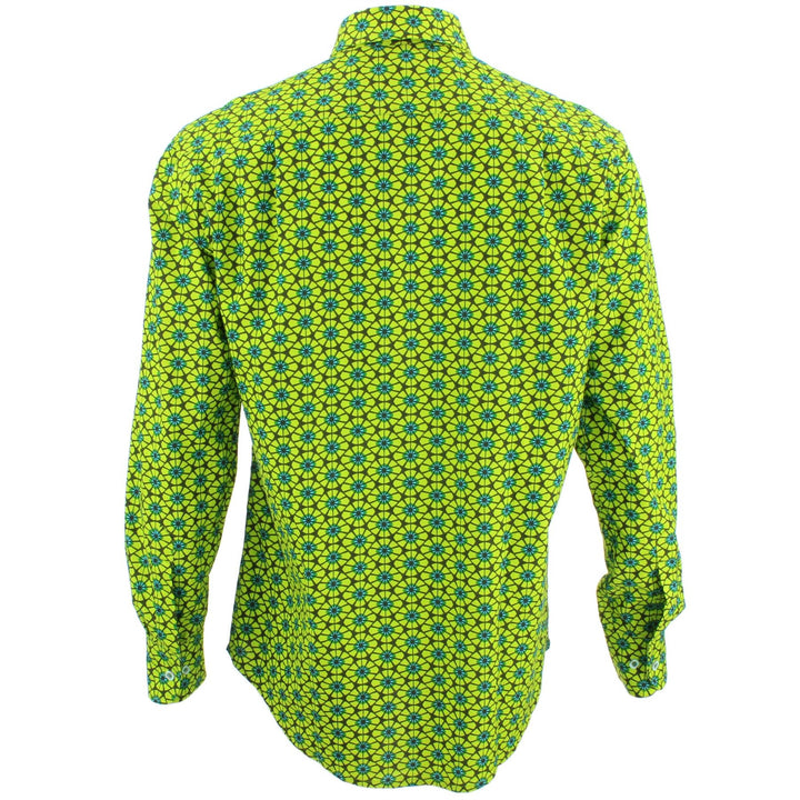 Regular Fit Long Sleeve Shirt - Green Abstract Segments