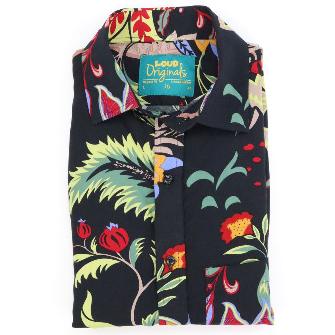 Regular Fit Short Sleeve Shirt - Black Garden