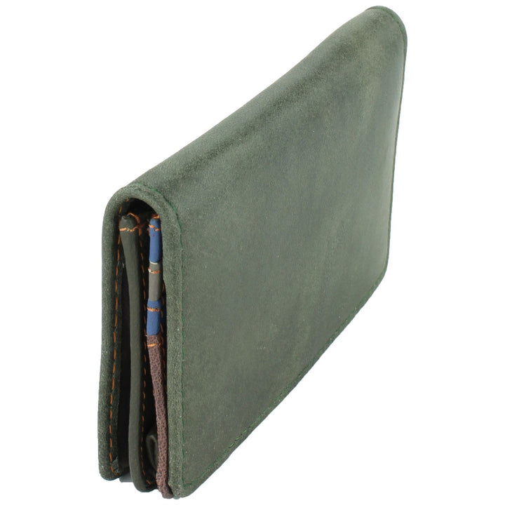 Real Leather Colourful Purse Wallet - Green