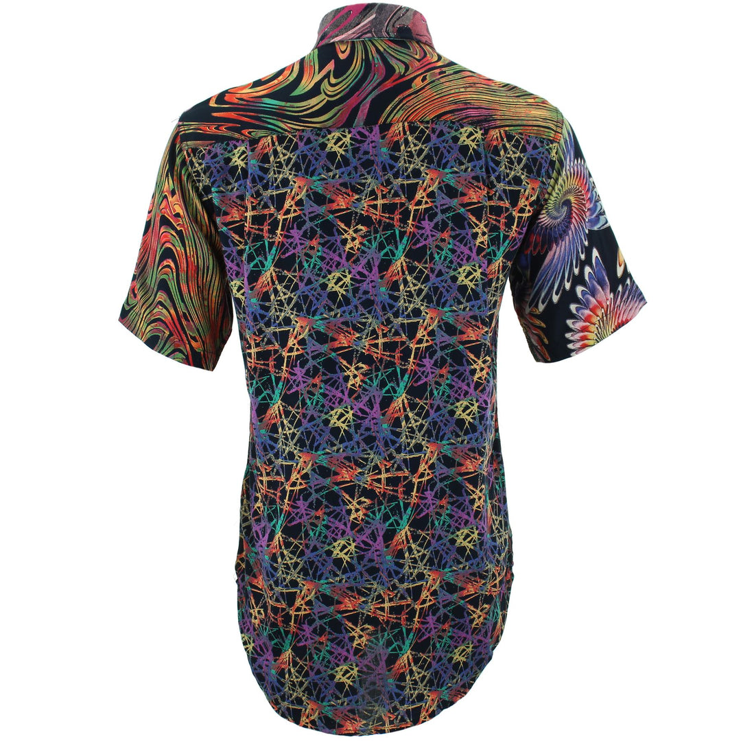 Regular Fit Short Sleeve Shirt - Random Mixed Panel - Abstract