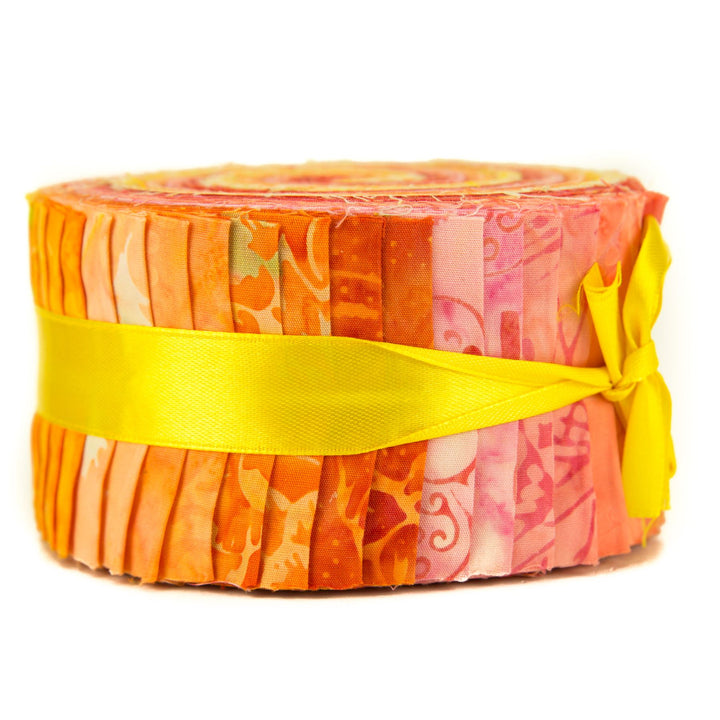 Cotton Batik Pre Cut Fabric Bundles - Jelly Roll - Honey Orange