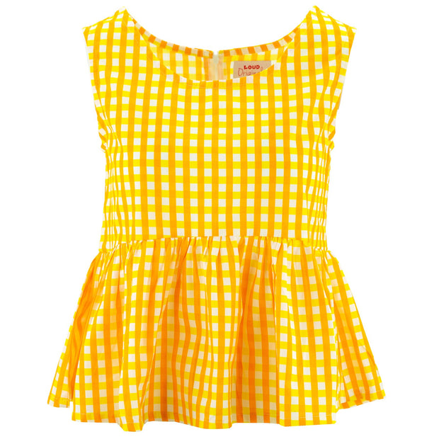 Ruched Box Top - Yellow Gingham