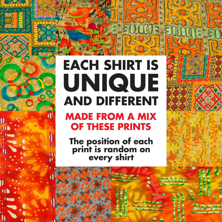 Regular Fit Short Sleeve Shirt - Random Mixed Panel Orange