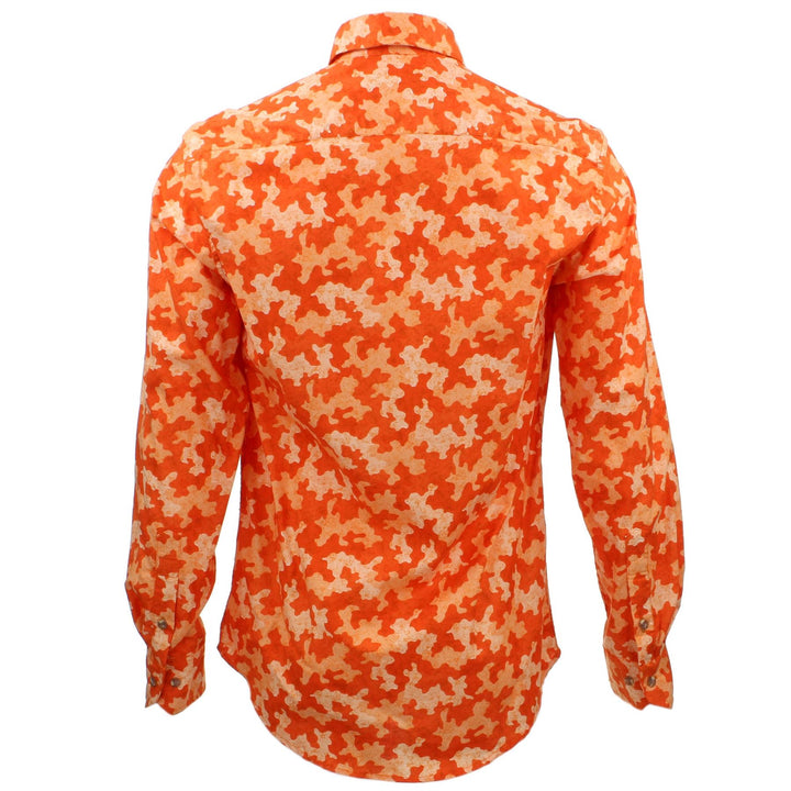 Tailored Fit Long Sleeve Shirt - Orange Camouflage