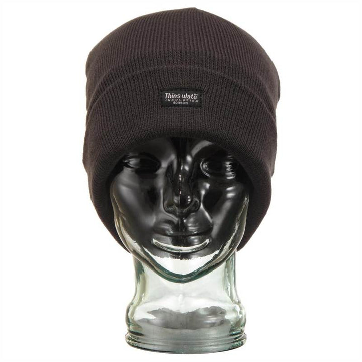 Fine Knit Beanie Hat - Brown