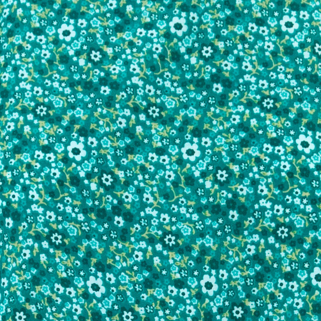 Empire Line Tea Dress - Delicate Teal Flower