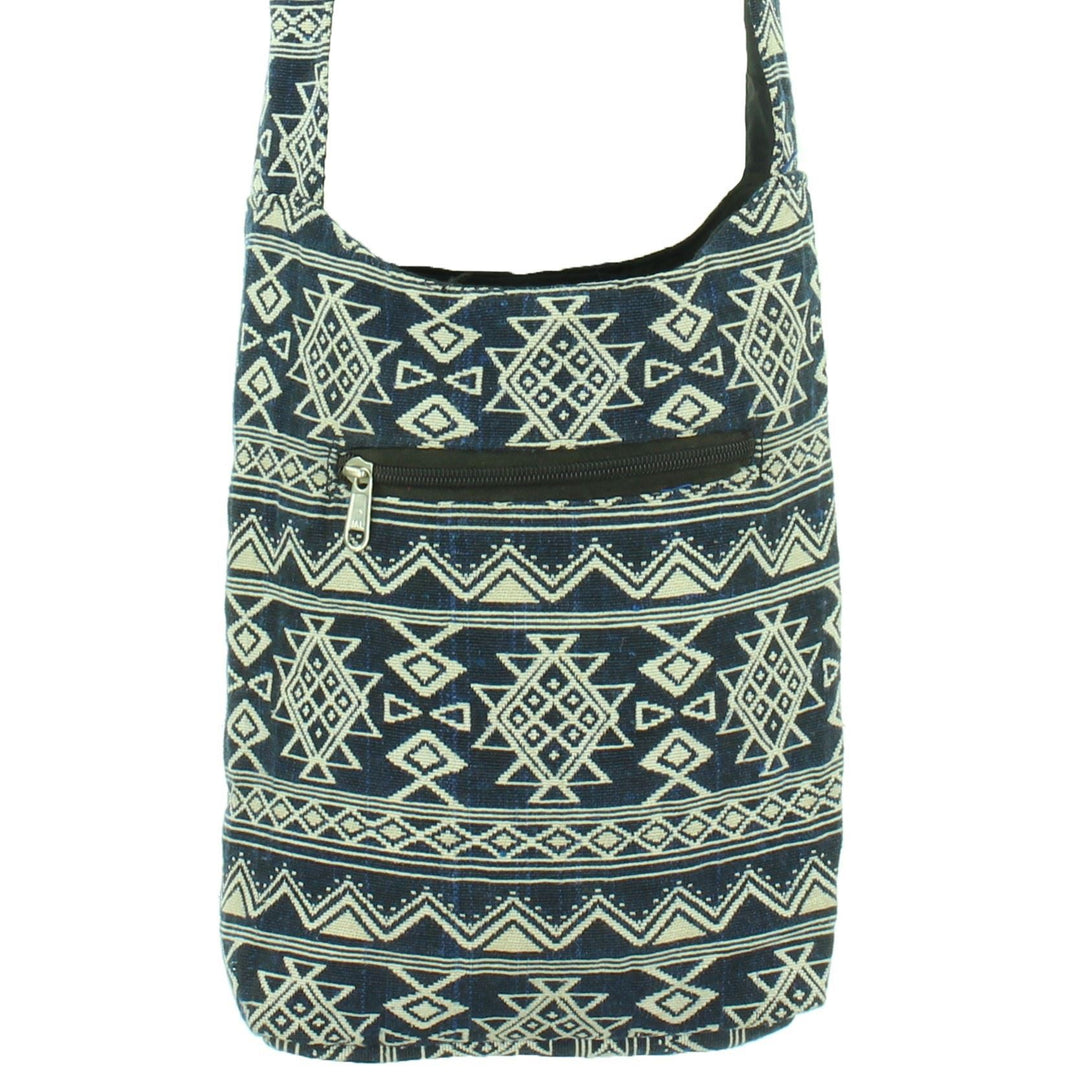 Cotton Canvas Sling Shoulder Bag - Aztec Navy