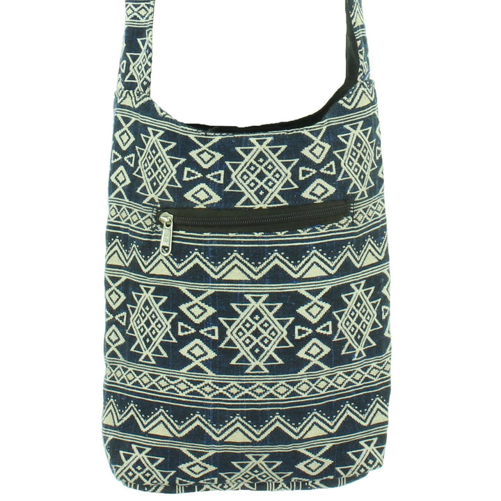 Cotton Canvas Sling Shoulder Bag - Aztec Navy