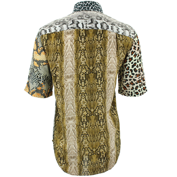 Regular Fit Short Sleeve Shirt - Random Mixed Panel - Animal Print