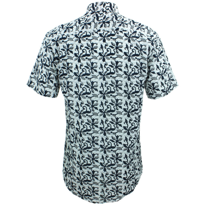 Tailored Fit Short Sleeve Shirt - Block Print - Floral Tentacles