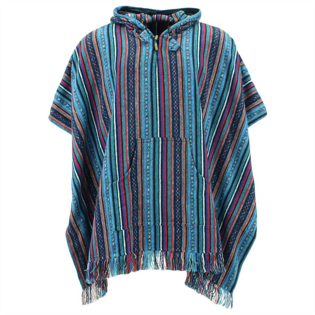 Brushed Cotton Hooded Poncho - Purple Sky
