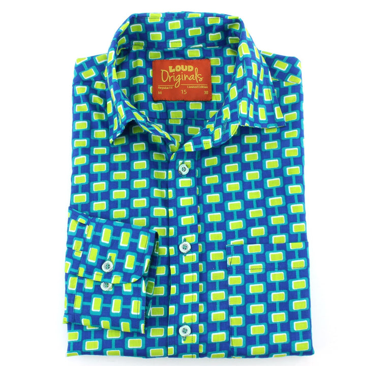 Regular Fit Long Sleeve Shirt - Deep Blue Abstract