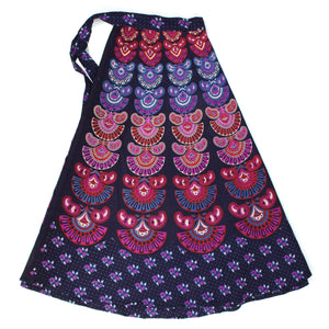 Mandala maxi slå-om-nederdel med bloktryk - lilla