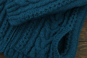 Women's Wool Cable Knit Hooded Jacket - Teal