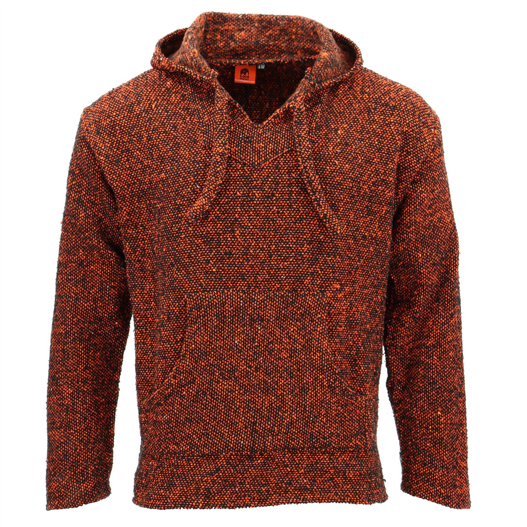 Recycled Mexican Baja Jerga Hoody - Orange Fleck