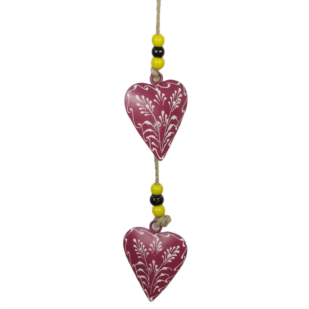 Hanging Mobile Decoration String of Hearts - Pink - Sand String