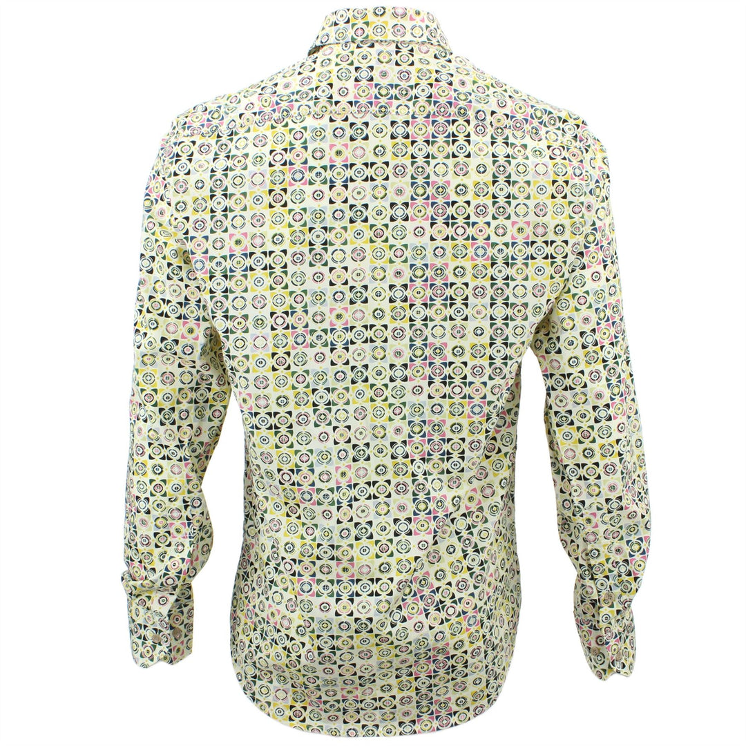 Tailored Fit Long Sleeve Shirt - Abstract Multi-coloured Square Print
