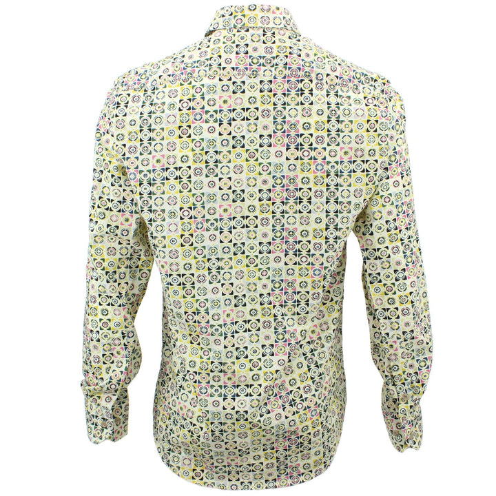 Tailored Fit Long Sleeve Shirt - Abstract Multi-coloured Square Print