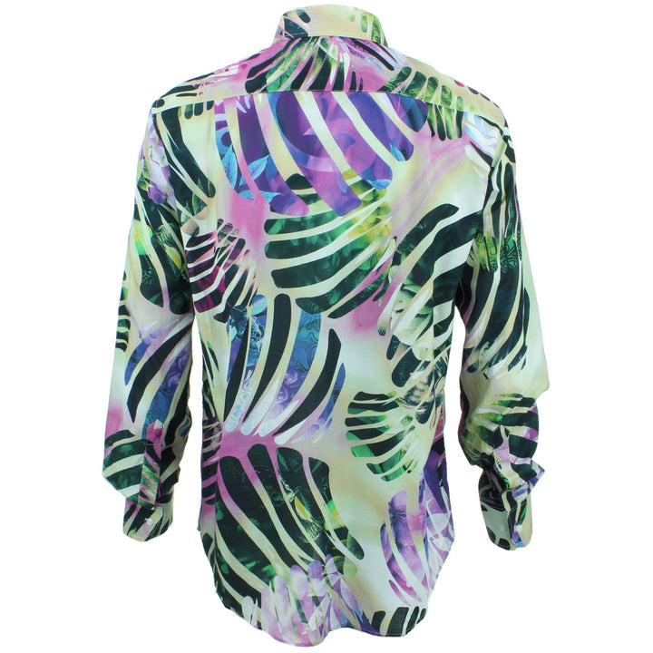 Regular Fit Long Sleeve Shirt - Purple & Green Abstract Jungle
