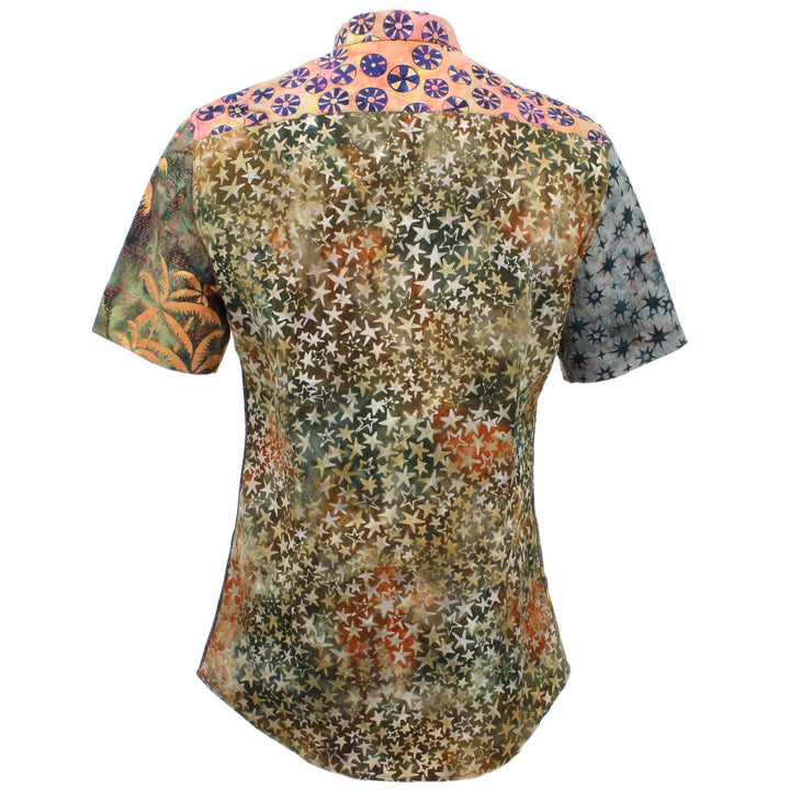 Slim Fit Short Sleeve Mixed Panel Shirt -