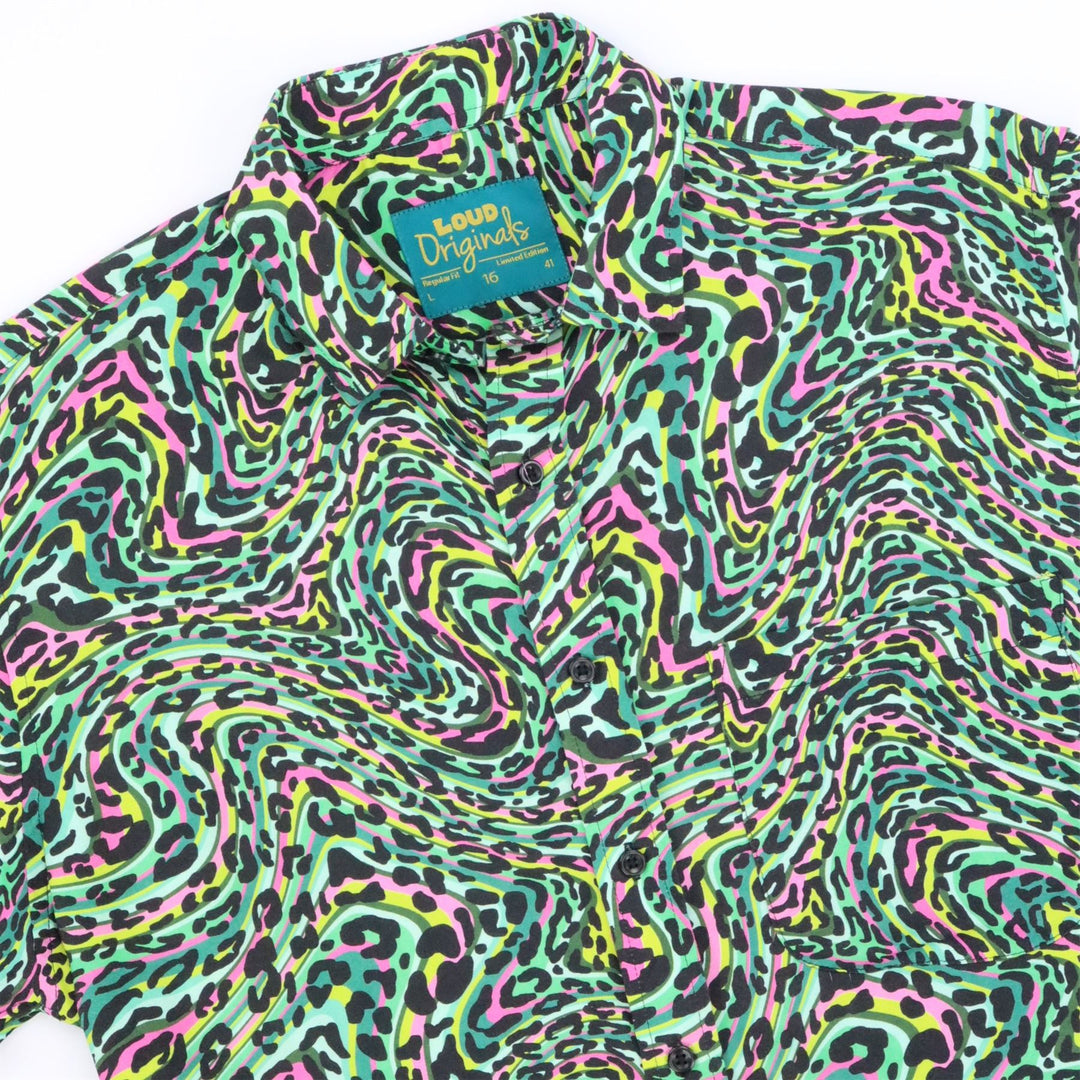 Regular Fit Short Sleeve Shirt - Acid Leopard