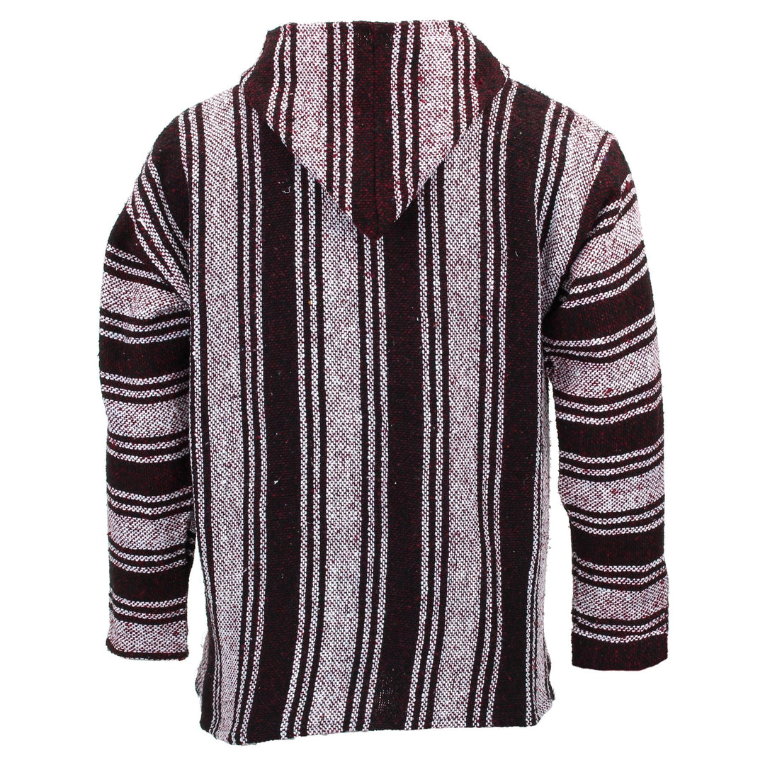 Recycled Mexican Baja Jerga Hoody - Maroon White