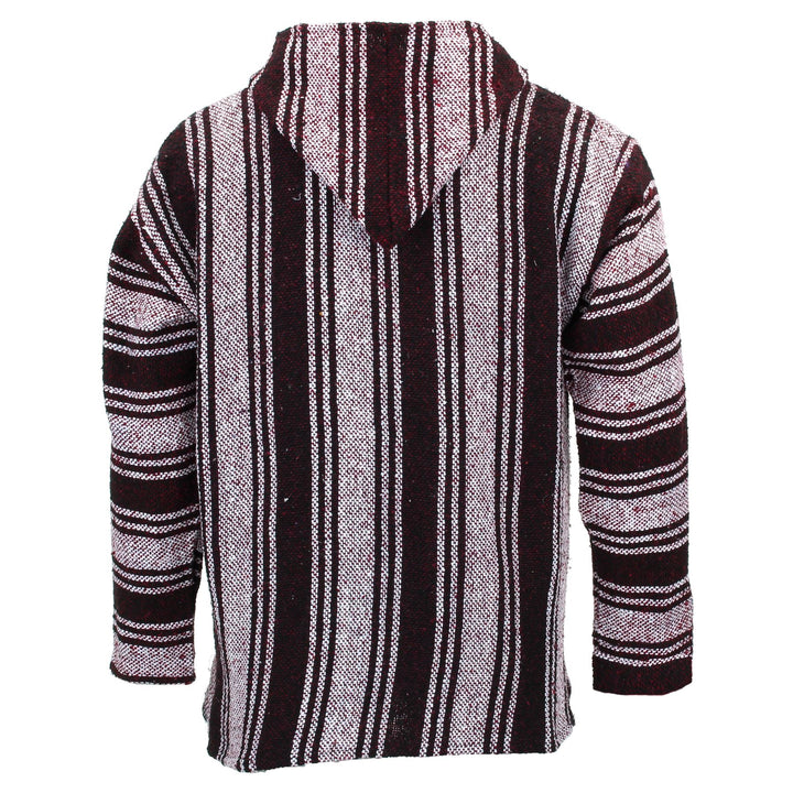 Recycled Mexican Baja Jerga Hoody - Maroon White